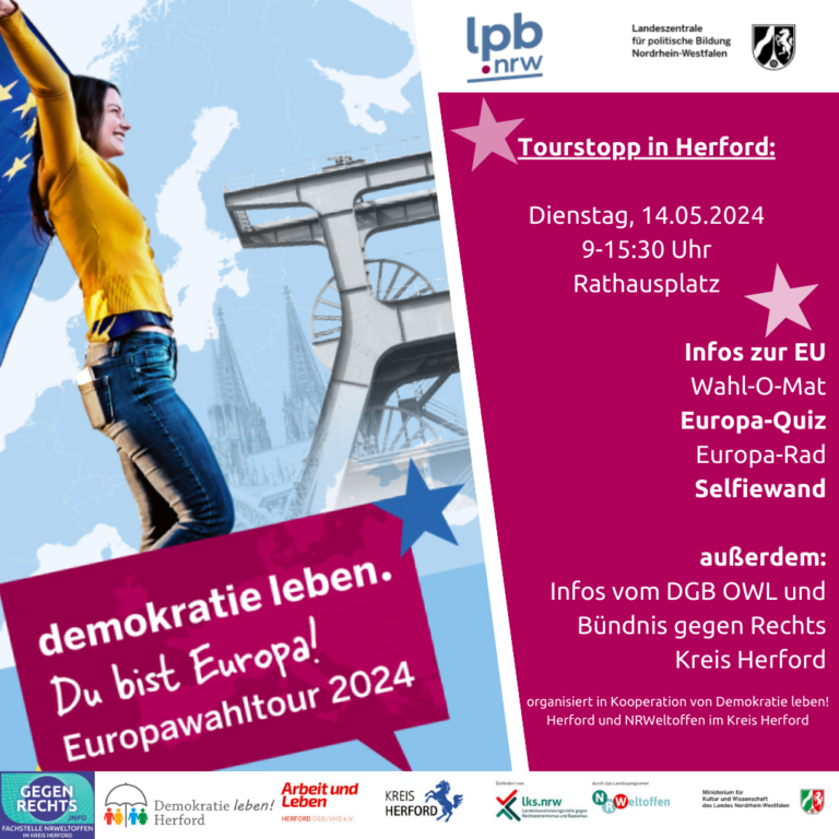 14. Mai: Tourstopp von „demokratie leben. Du bist Europa!“ in Herford