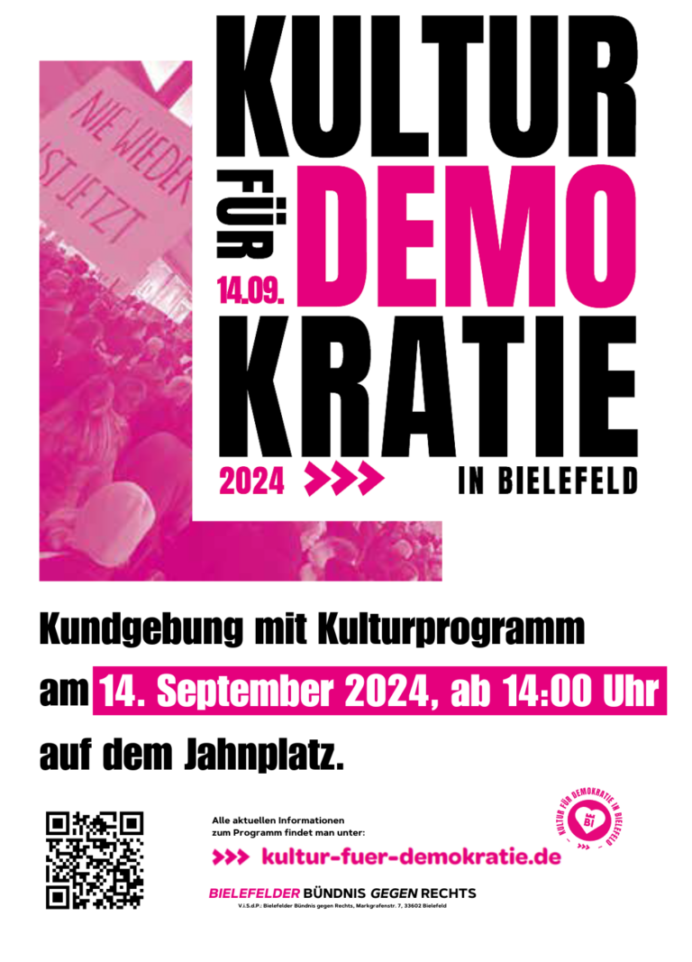 14. September: Kundgebung „Kultur für Demokratie“