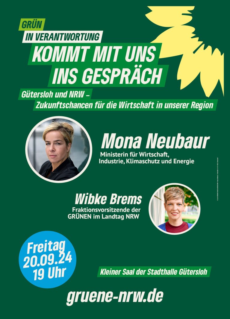 20. September: Gütersloh und NRW – Zukunftschancen für die Wirtschaft in unserer Region mit Ministerin Mona Neubaur