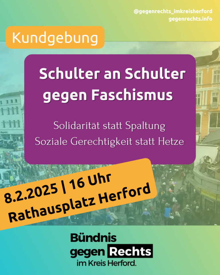 8. Februar: Kundgebung „Schulter an Schulter gegen Faschismus“