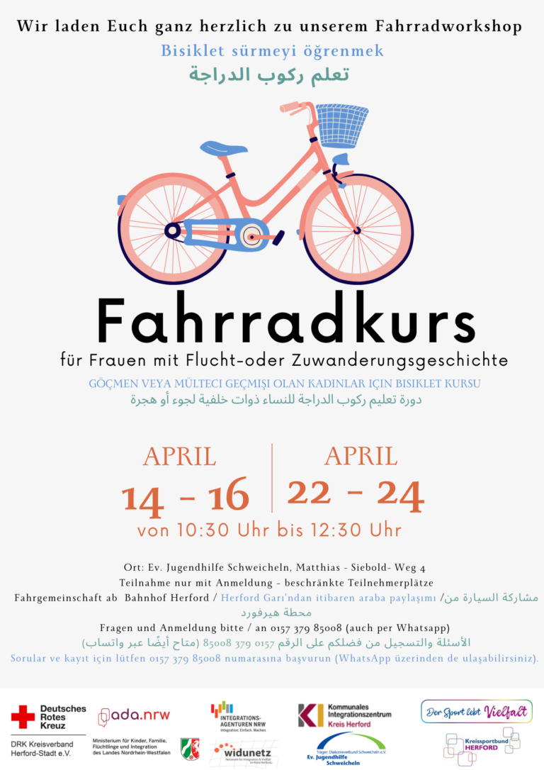 13. März: Fahrradkurs für Frauen mit Flucht- oder Zuwanderungsgeschichte