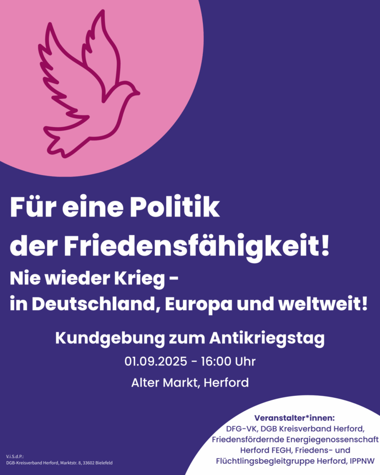 1. September: Kundgebung zum Antikriegstag
