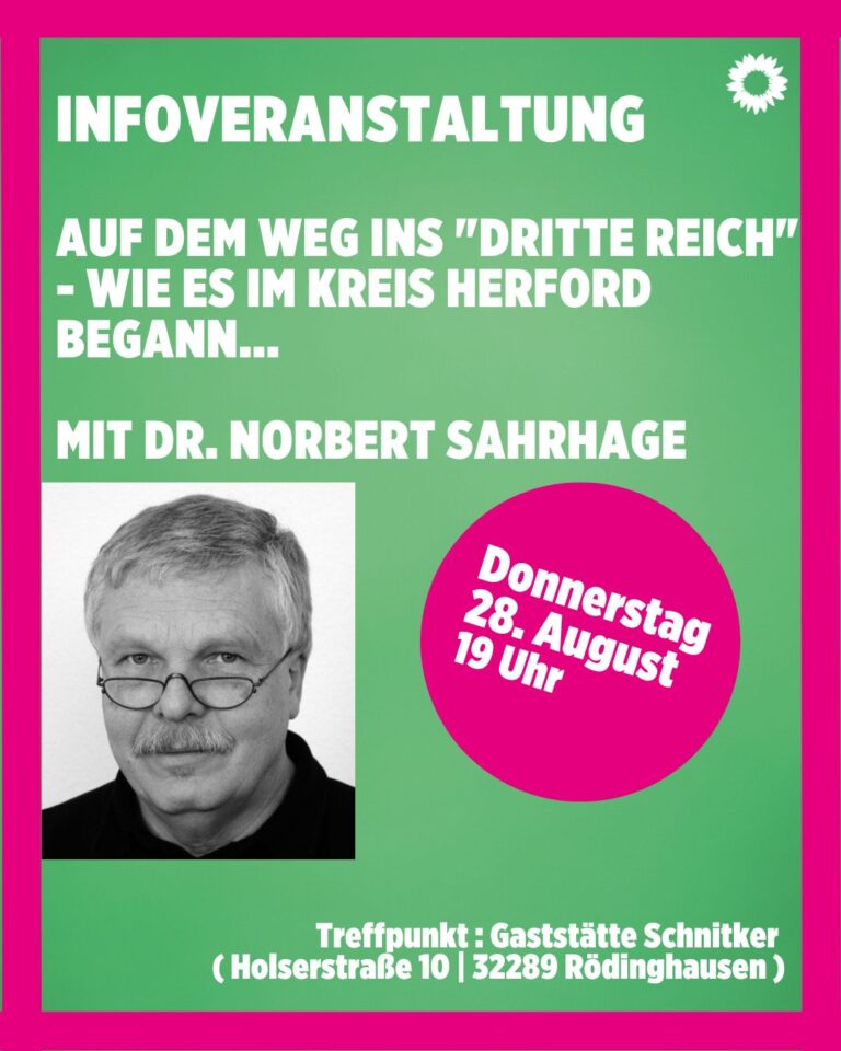 28. August: Infoveranstaltung mit Dr. Norbert Sahrhage