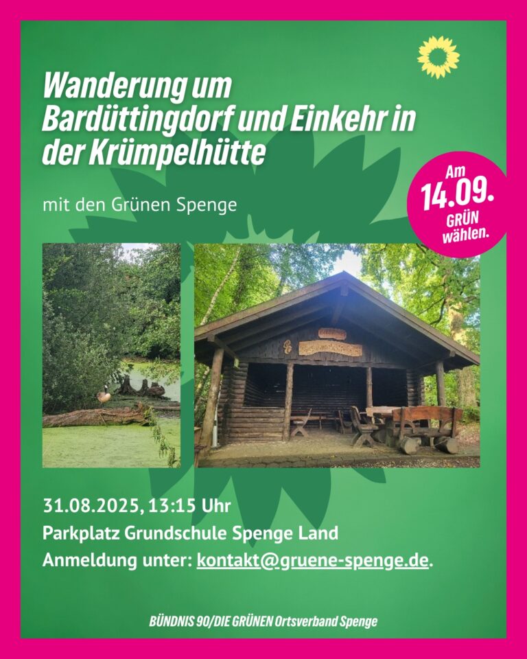 31. August: Wanderung um und durch Bardüttingdorf mit den GRÜNEN Spenge