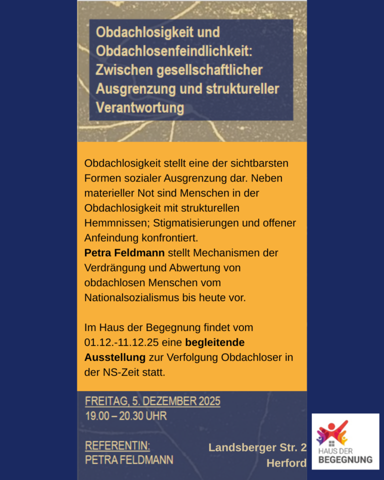 5. Dezember: Vortrag – Obdachlosigkeit und Obdachlosenfeindlichkeit