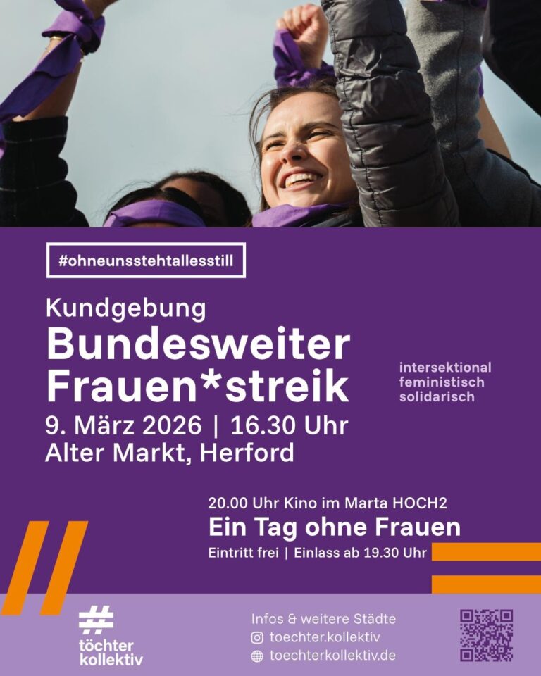 9. März: Bundesweiter Frauenstreik und Filmvorführung „Ein Tag ohne Frauen“