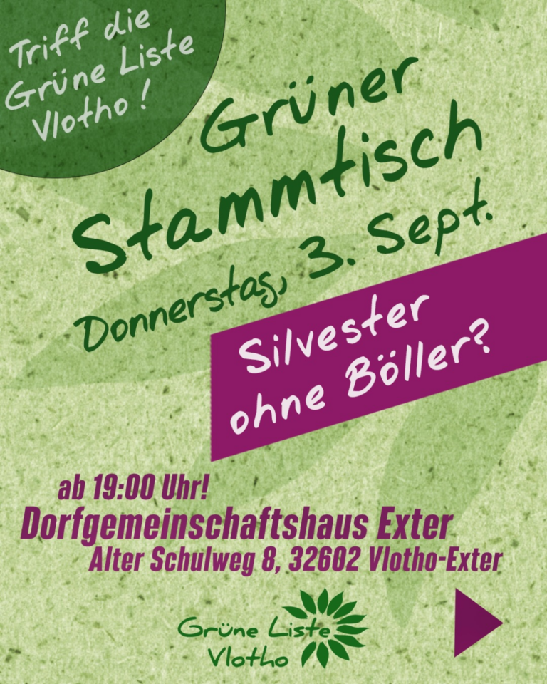 3.September: Grüne Liste in Vlotho – Grüner Stammtisch