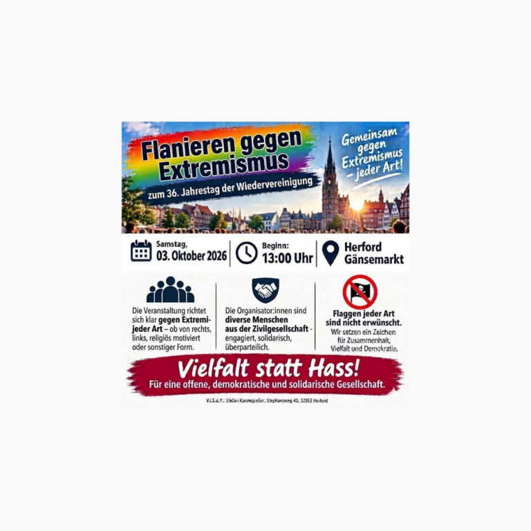 3. Oktober: „Flanieren gegen Extremismus“